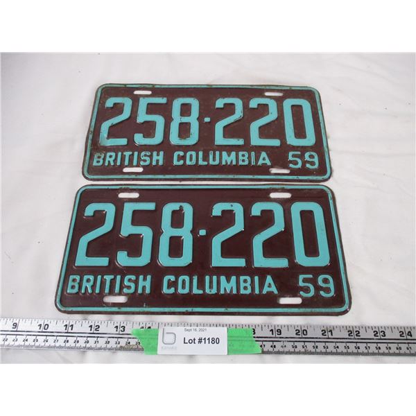 Pair of 1959 BC License Plates (2)