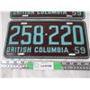 Image 2 : Pair of 1959 BC License Plates (2)