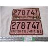 Image 1 : Pair of 1961 BC License Plates (2)