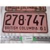 Image 2 : Pair of 1961 BC License Plates (2)