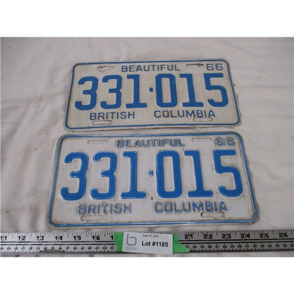 1966 pair of BC License plates (2)
