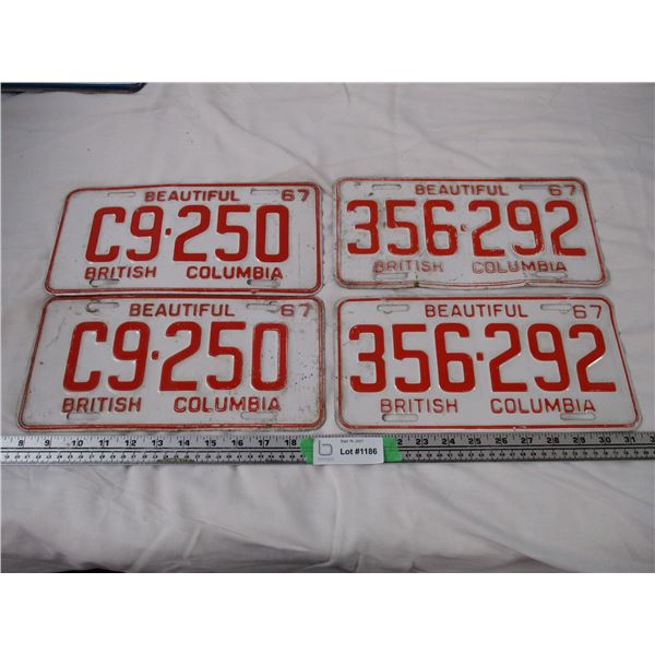 2X The Money - 2 pairs of 1967 BC License plates (4)