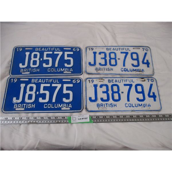 2X The Money - 2 pairs of 1969,70 BC License plates (4)