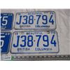 Image 3 : 2X The Money - 2 pairs of 1969,70 BC License plates (4)