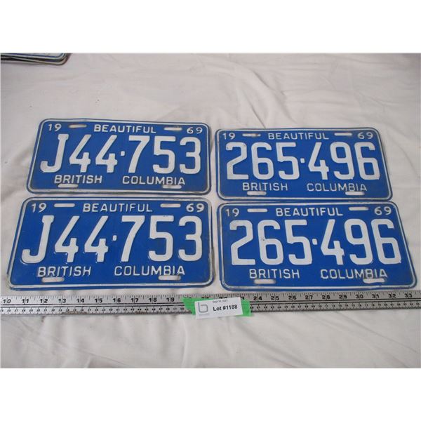 2X The Money - 2 pairs of 1969 BC License plates (4)