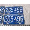 Image 3 : 2X The Money - 2 pairs of 1969 BC License plates (4)