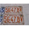 Image 3 : 2X The Money - 2 pairs of BC License plates 1978 stickers