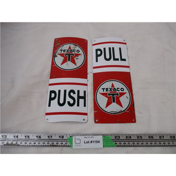 2X The Money - Tin texaco Door pushes (4x10")