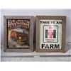 Image 1 : 2X The Money - Farming Traditions - IH tin sign in wood frames -15.5x19