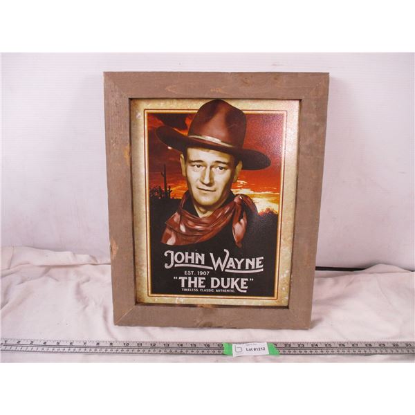 John Wayne tin sign in wood frames - 15.5x19