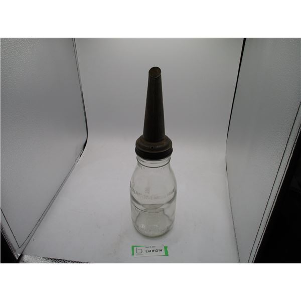 Vintage imperial quart Glass Oil bottle with spout