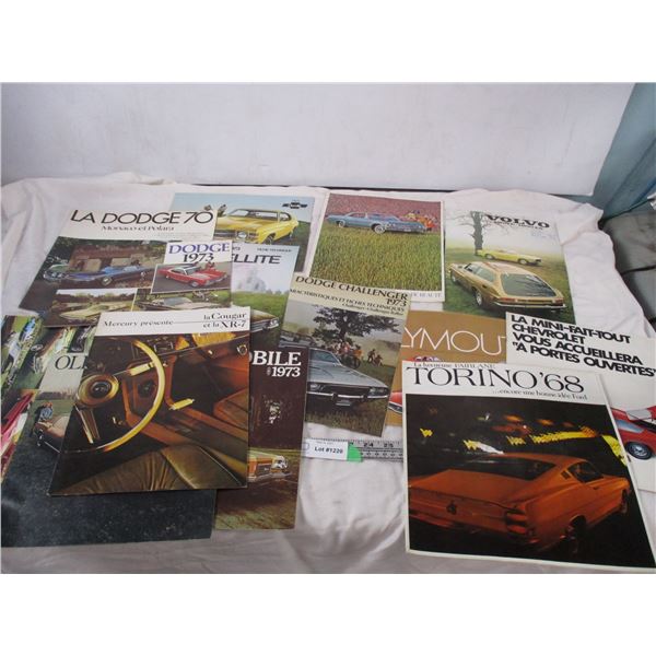 1970's Car pamphlets, brochures, mostly french