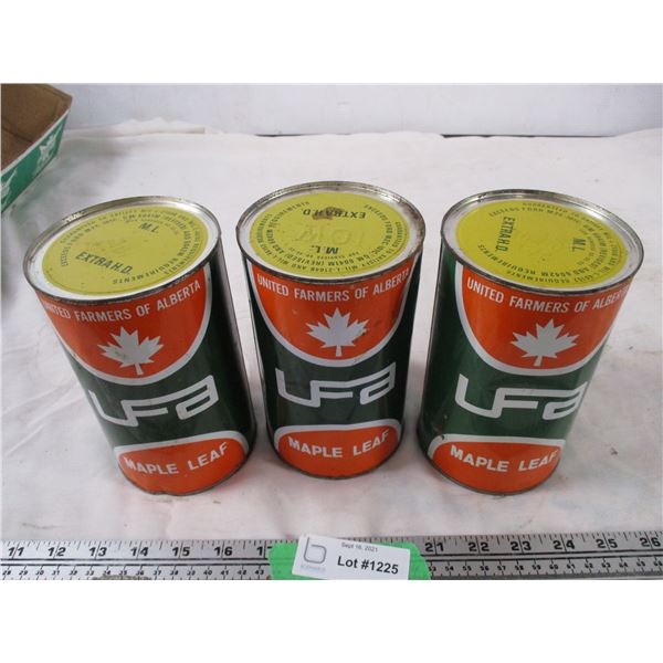 united farmers of alberta oil cans 1 imp quart (3 empty)