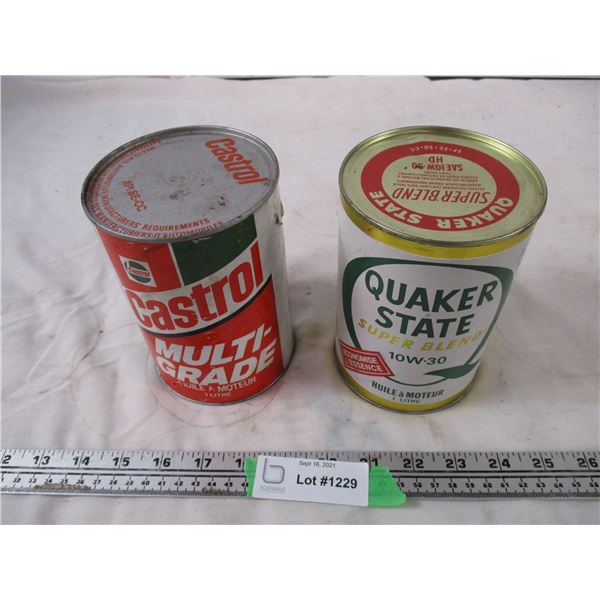 2X The Money - castrol , quaker state cardboard cans 1 litre - both full