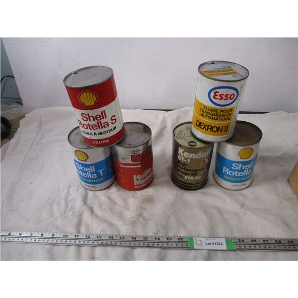 2X The Money - shell, esso, coop, kenadall 1 litre oil cans (6)