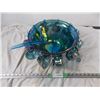 Image 1 : carnival glass punch bowl - Complete (has all 12 cup with hooks, one cup not pictured)