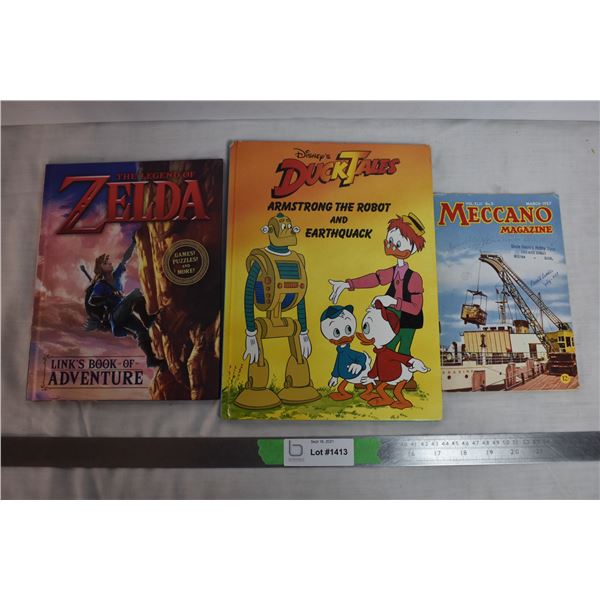 Legend of Zelda Activity Book + Duck Tales vintage story book with meccano instructions