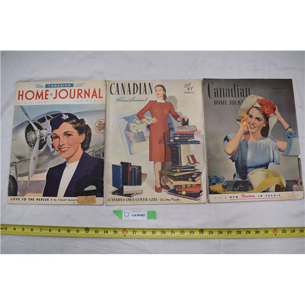 (3) Vintage Home Journal Magazines - 1939, 1945, - vintage ads