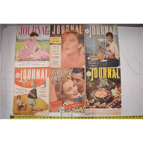 (6) Vintage Home Journal Magazines - 1950's - vintage ads