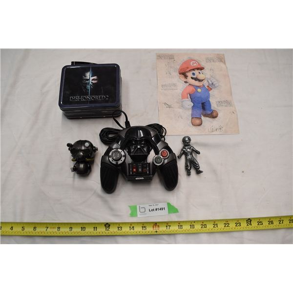 Star Wars RCA direct to TV game controller + Fallout figure + DBZ figure + lunchbox + mario canvas