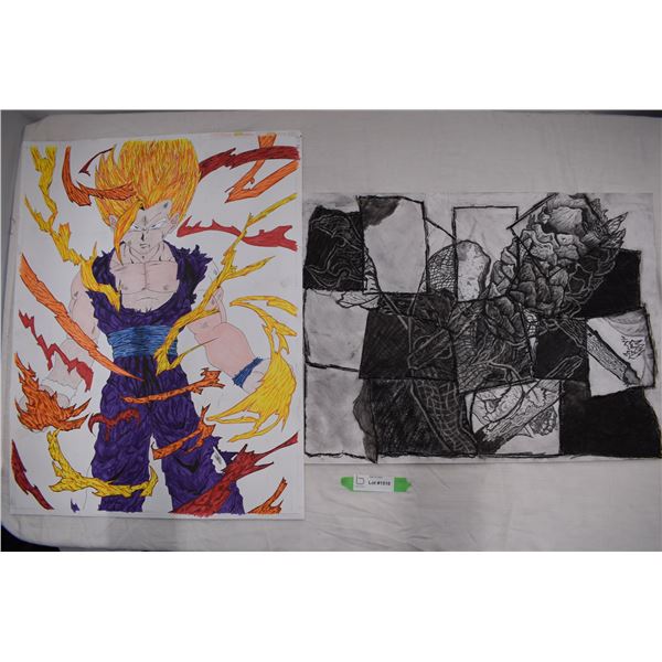 DBZ Hand drawn picture with other hand drawn pastel paintings