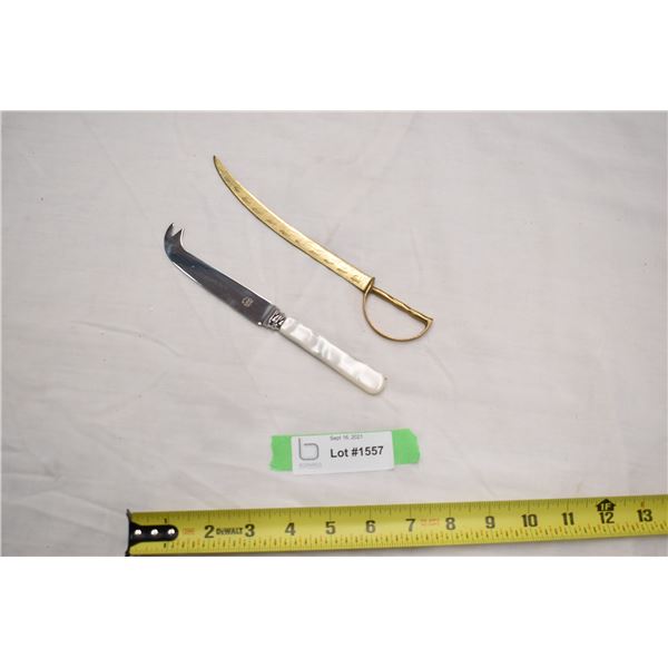 Birks butter spreader + Brass Scimtar letter opener (india)