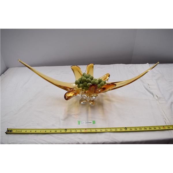 Blown Glass fruit bowl centerpiece - 30" long 9" wide, 11" high