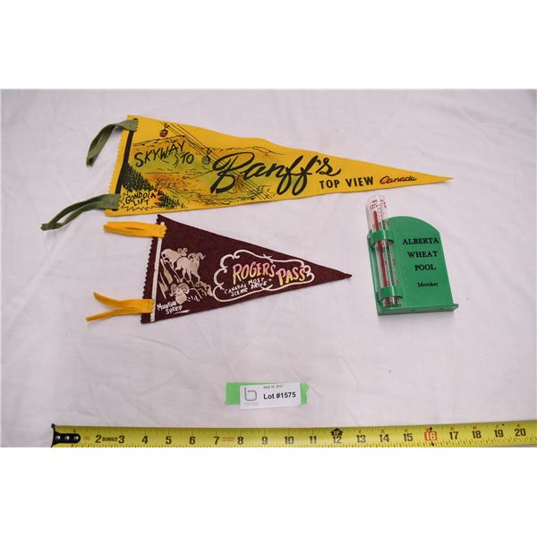 Alberta wheat pool rain gauge and alberta/banff pendants