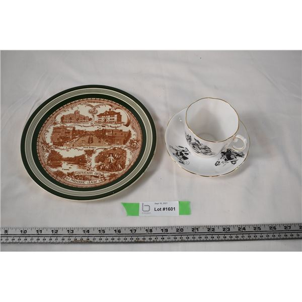 Royal Albert 'Curling' Cup + Saucer + MooseJaw Souvenier Plate