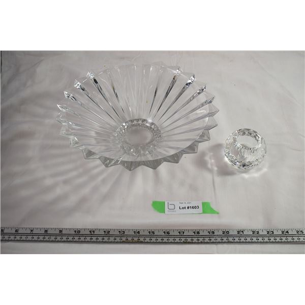 Rosenthal cut glass fruit bowl + candle holder