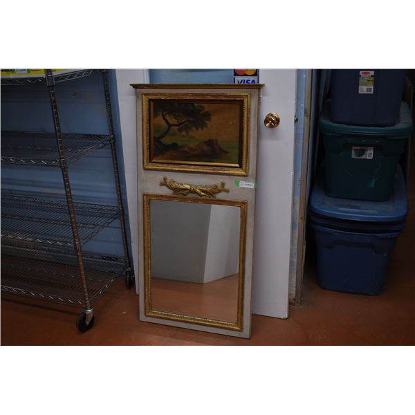 French Mirror Wood Carbed Framed With Canvas Oil Painting