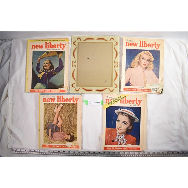 Glass art picture frame with new liberty magazines (1948)