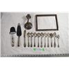 Image 1 : Birks Sterling Cheese knife + cake server with misc silverware