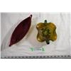 Image 1 : Maxwell Pottery Canoe Tray + Grape&Cable Carnival Glass