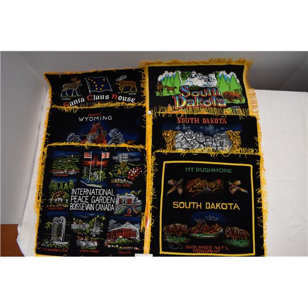 Black Felt Souvenier Placemants - 17" Square - various cities - mount rushmore, etc
