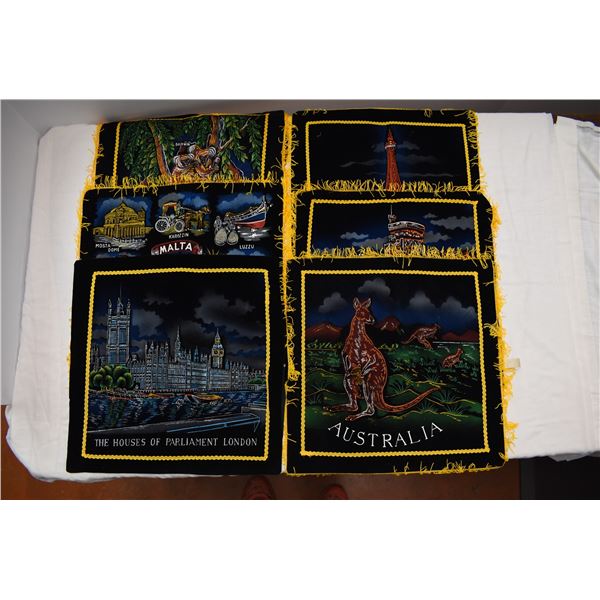 Black Felt Souvenier Cushion Covers- 17" Square - foreign cities, australia, england, etc