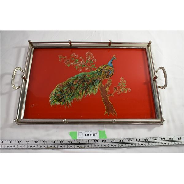 Peacock Glass Serving Tray