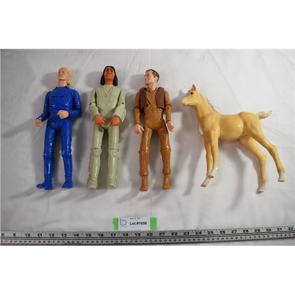 Marx Plastic 12" Poseable Figures with plastic horse