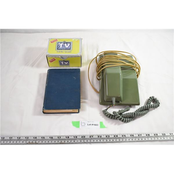 Farm Poultry Book, TV Trivia Game, Vintage Landline Phone