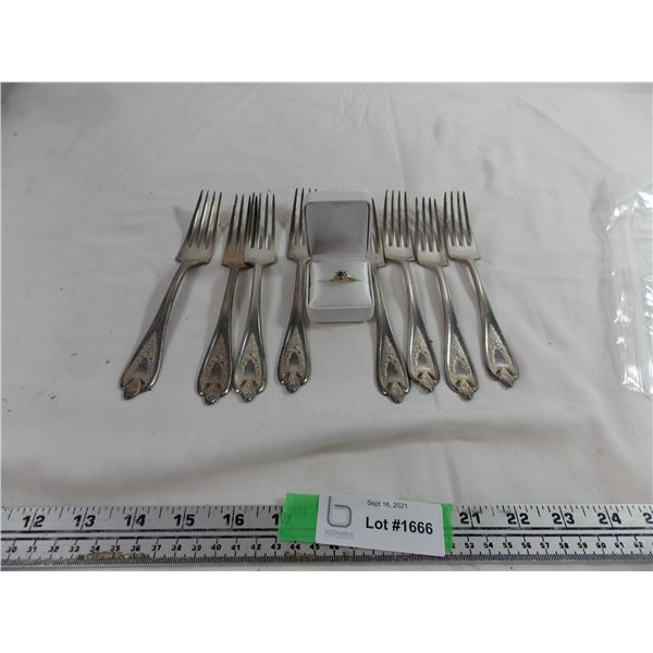 Rogers Bros XS Triple Forks + gemstone ring