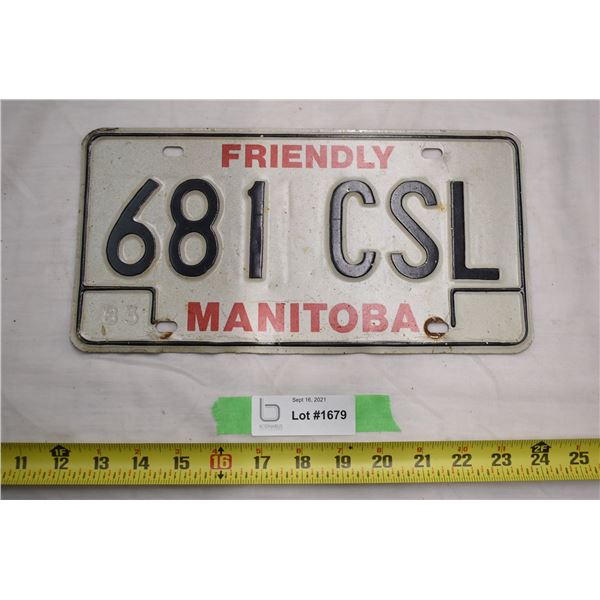 Friendly Manitoba Plate 1983