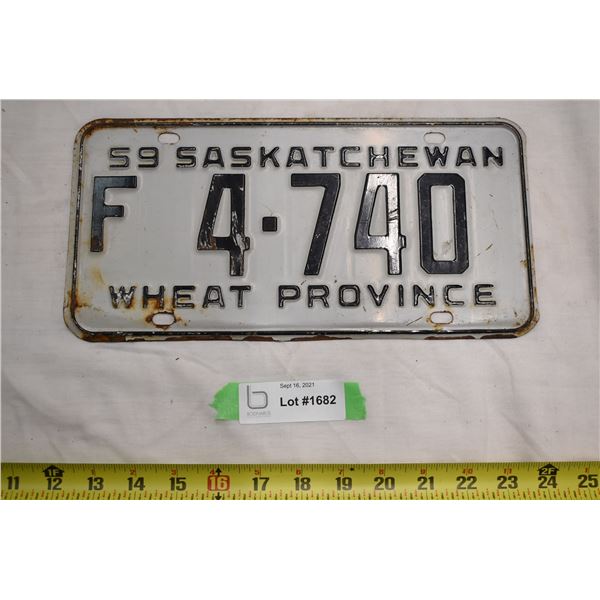 1959 Sask License Plate