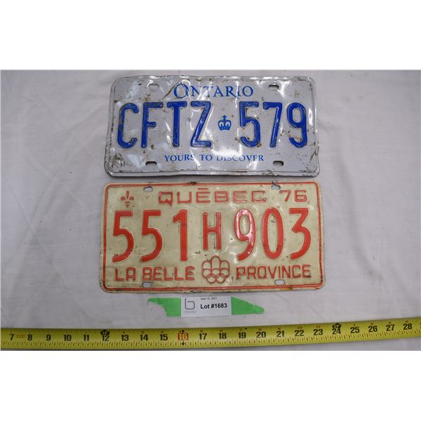 Quebec + Ontario License Plates