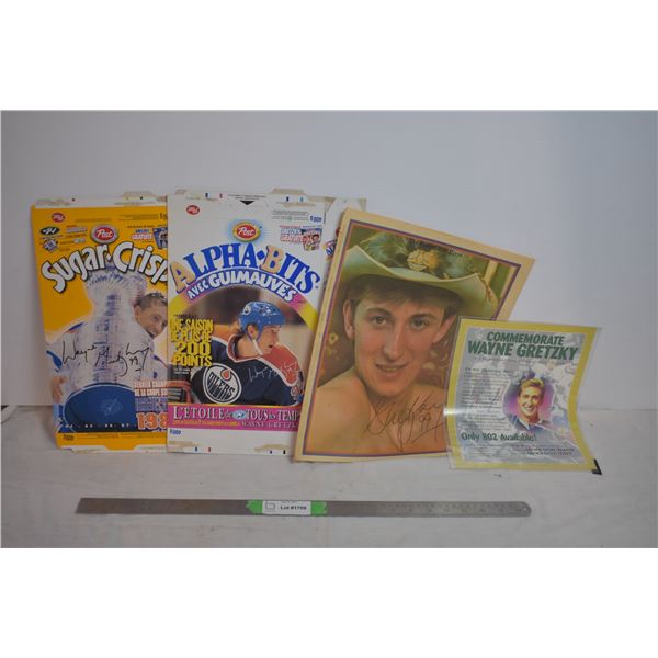 Wayned Gretzky Memorabilia - ceral boxes, etc