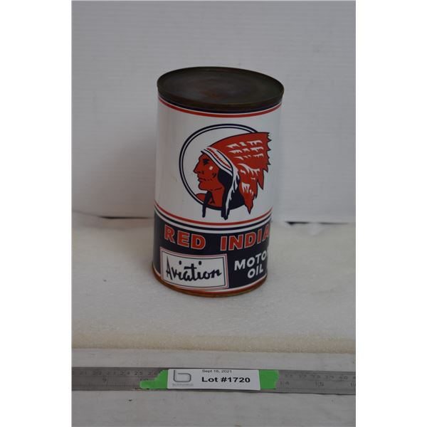 Red Indian Labelled Oil Can - full