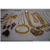 Image 2 : Jewellery Lot - gold colored chains, bracelets, watches
