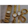Image 4 : Jewellery Lot - gold colored chains, bracelets, watches