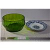 Image 1 : Troy Plate (1875?) + vintage crystal green bowl
