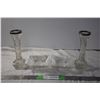 Image 1 : Cut Glass Vases (silver ringed rims) with cut glass pieces