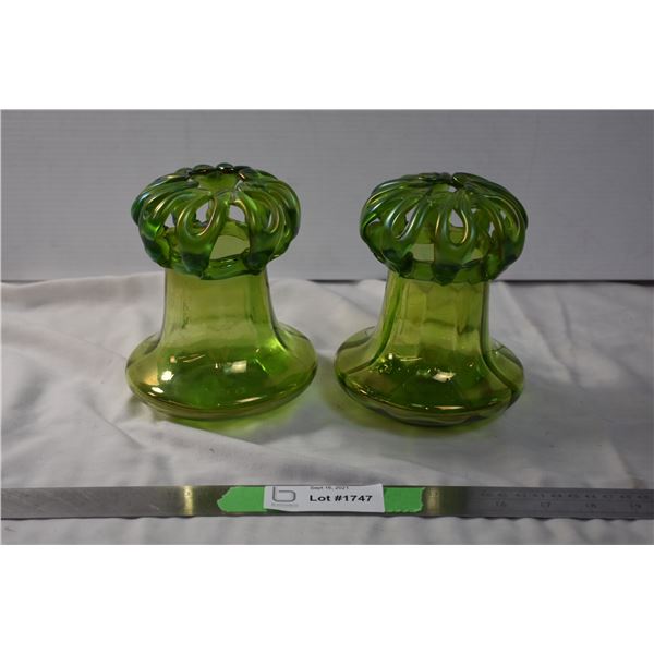 Green Art Glass pieces